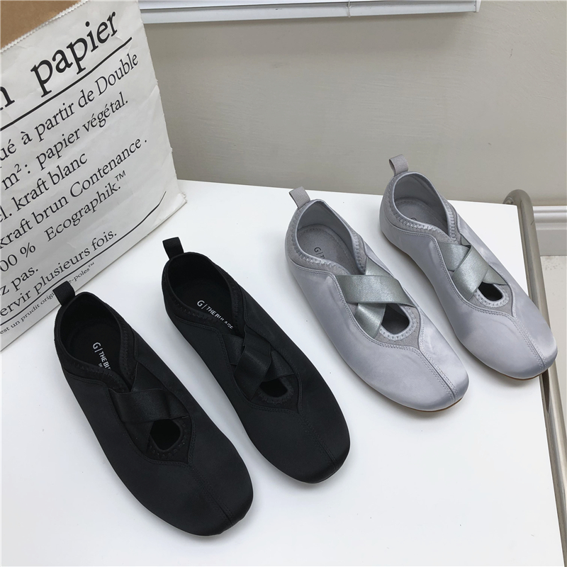 清仓断码处理女鞋2025春季新款交叉松紧带芭蕾风浅口时尚百搭单鞋