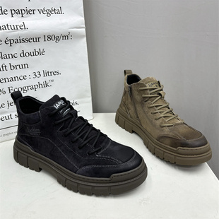 断码 厚底户外侧拉链加绒保暖英伦男短靴 处理真皮男靴2024秋冬新款