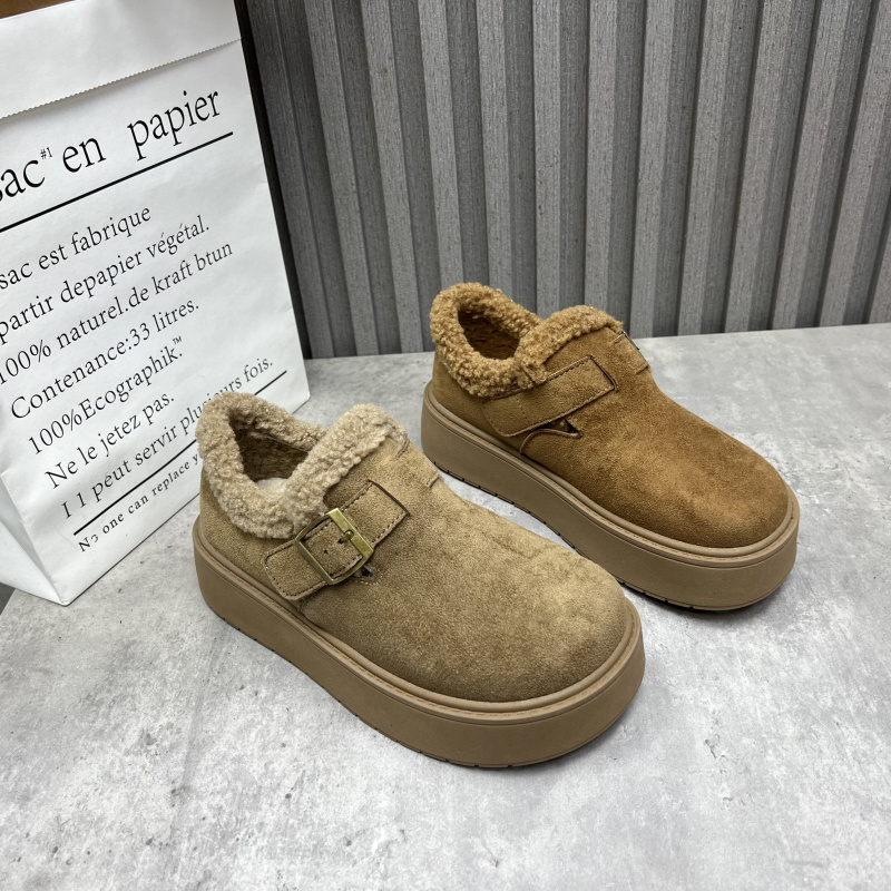 加绒保暖低帮勃肯鞋断码处理女鞋2025秋冬款魔术贴英伦深口女棉鞋