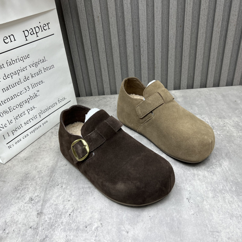 断码处理真皮女鞋2025秋冬款圆头套脚内增高加绒不能发勃肯鞋棉鞋