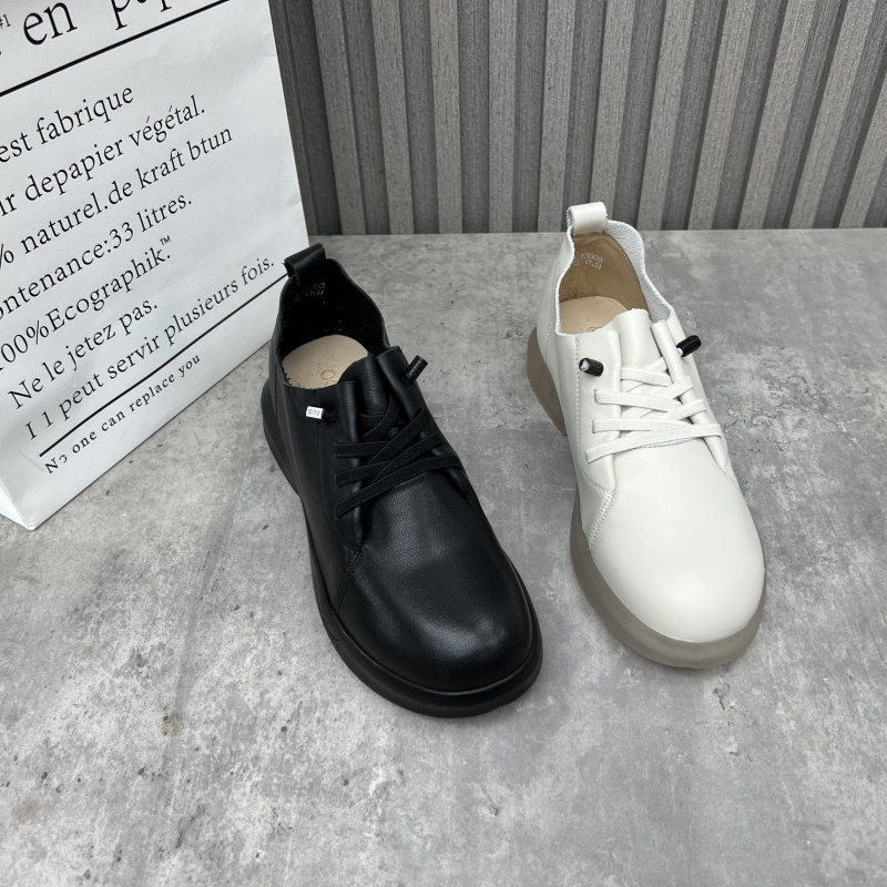 清仓断码处理真皮女鞋2024春季新款圆头系带低跟英伦风深口女单鞋