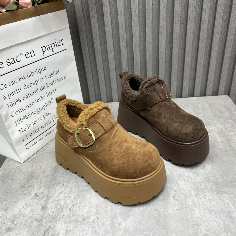 断码处理女鞋2025秋冬款厚底增高时尚复古勃肯鞋加绒保暖女棉鞋