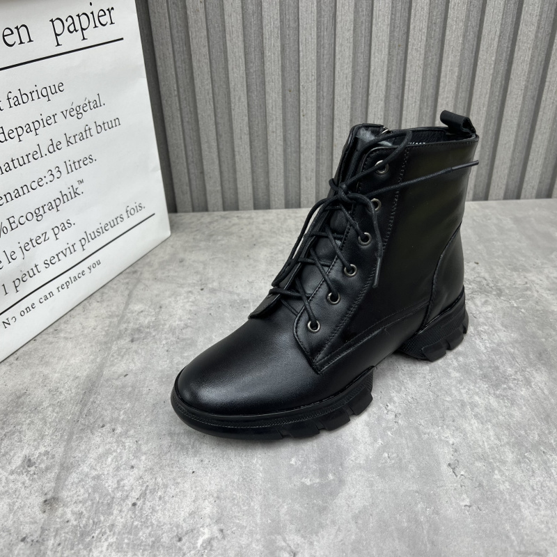 清仓断码处理真皮女靴2024冬季新款时尚厚绒保暖百搭英伦马丁靴40