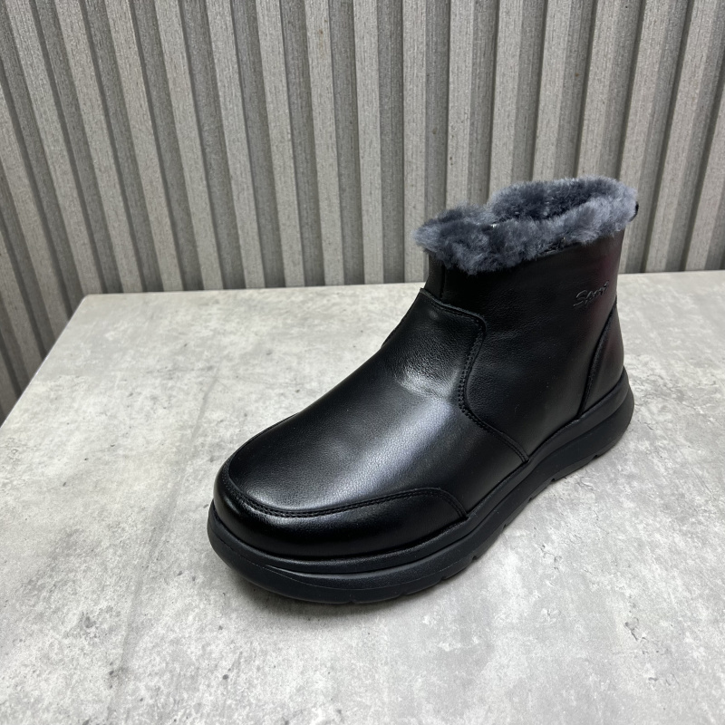 断码处理真皮男靴2025冬季新款厚底侧拉链厚绒保暖牛皮雪地男靴