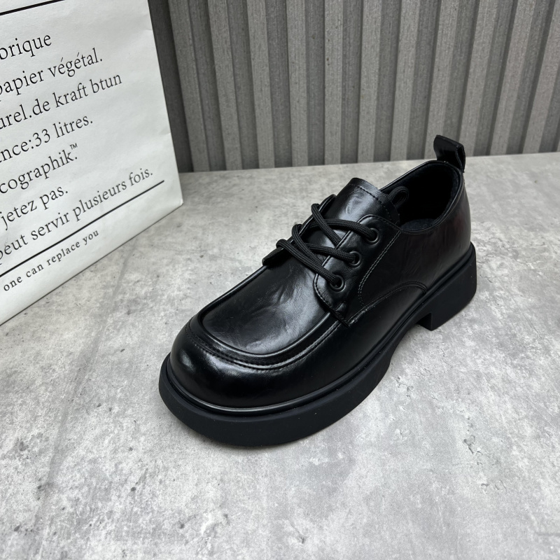 工厂断码处理女鞋2025秋冬新款圆头系带加绒保暖英伦风深口女单鞋