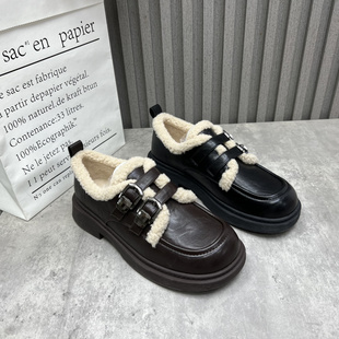 女棉鞋 断码 低跟深口低帮英伦风加绒保暖时尚 2025秋冬新款 处理女鞋