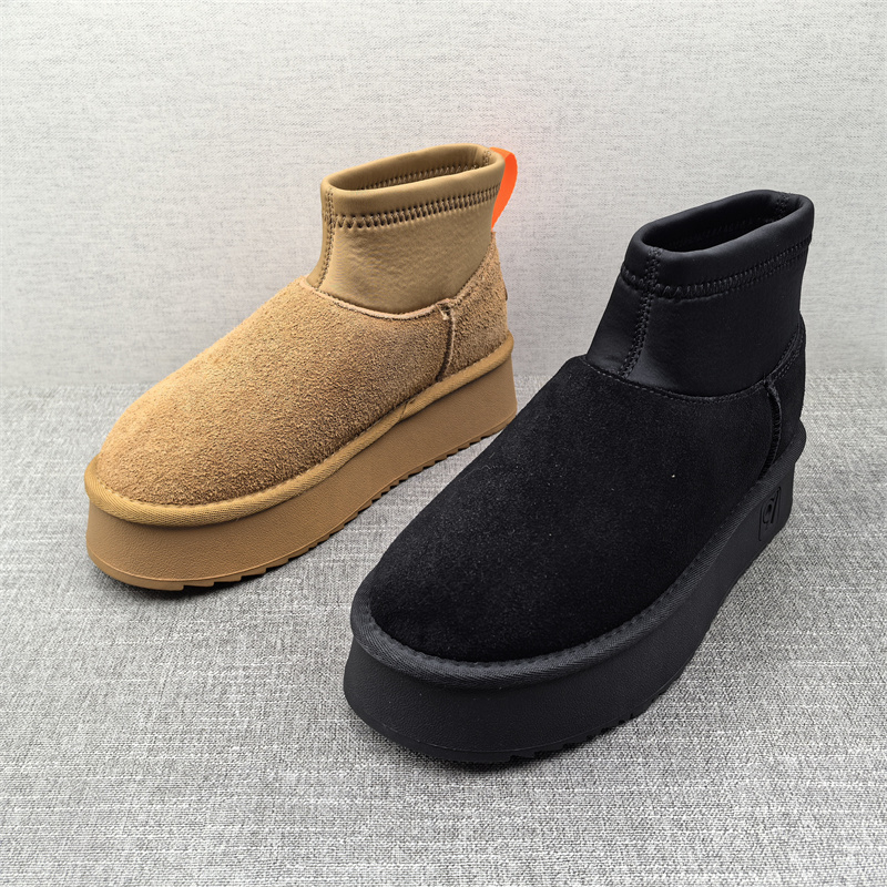 厚底加绒防寒雪地靴断码处理真皮女靴2025冬季新款套筒女棉短靴