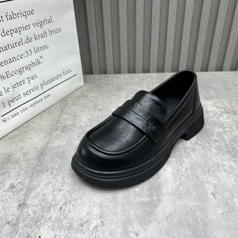 工厂处理女鞋2025秋季新款圆头套脚增高英伦黑色乐福鞋气质女单鞋