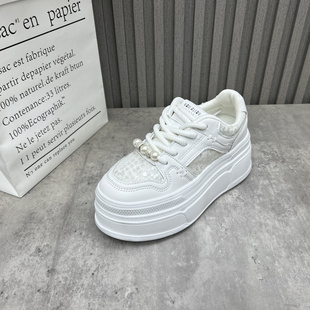 处理真皮女鞋 学院板鞋 2025春季 厚底小个子增高小白鞋 新款 清仓断码