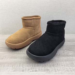 圆头套筒平底防滑加绒加厚雪地棉靴 新款 断码 处理真皮女靴2025冬季