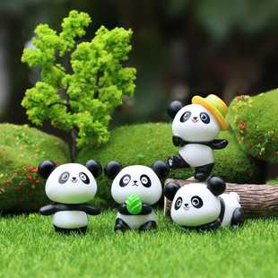 可爱Q版熊猫仿真动物手办模型迷你公仔玩具微景观桌面治愈系摆件