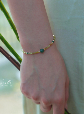 TYUSHA绿石榴石翡翠玉珠手链