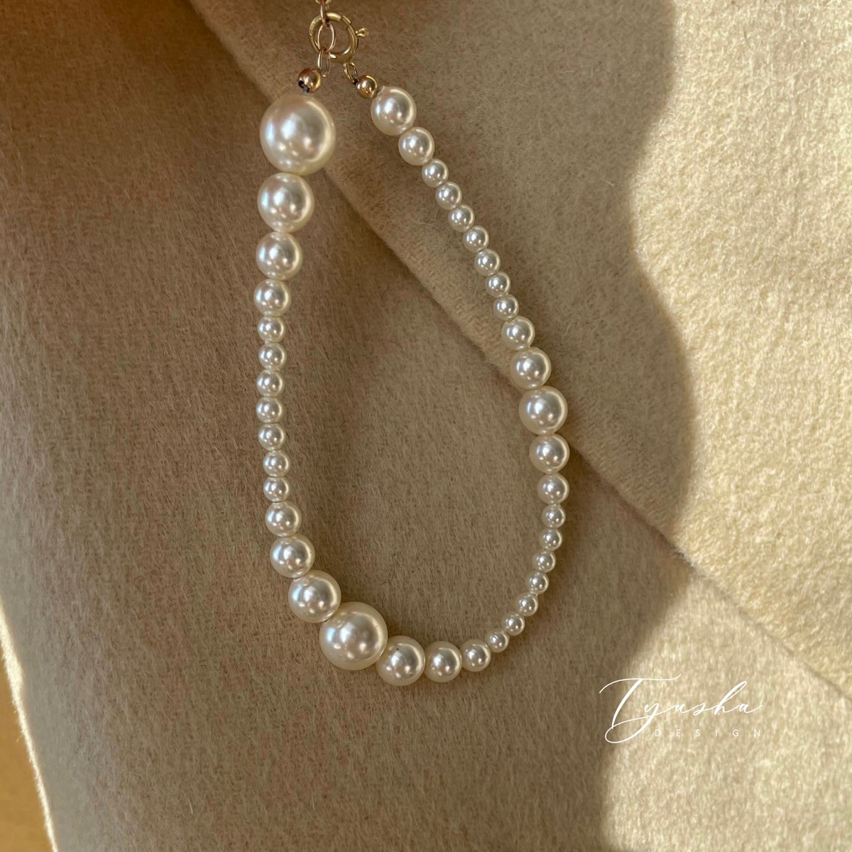 TYUSHA强光施家珍珠14k包金手链