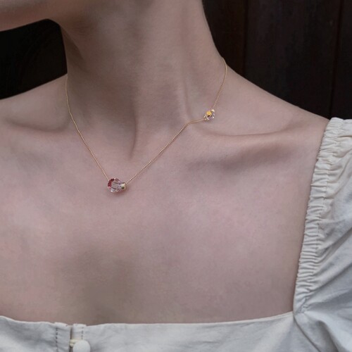 TYUSHA14K包金施家元素水晶项链