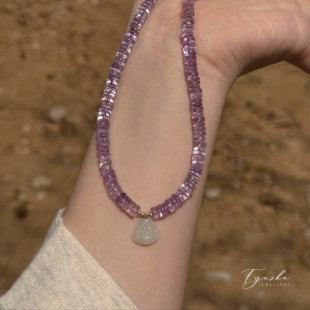 TYUSHA显白小众天然巴西紫水晶和田玉mini佛公项链好运平安锁骨链