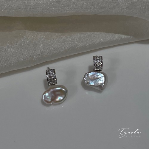 TYUSHA野生淡水keshi珍珠耳饰