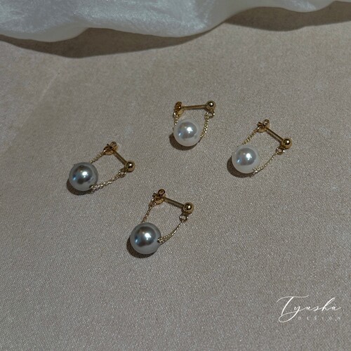 TYUSHA百搭银灰色施家珍珠耳环