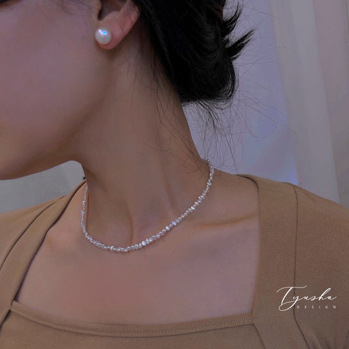 TYUSHA强光碎银子巴洛克珍珠项链