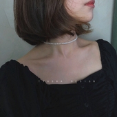 TYUSHA高品质天然淡水珍珠强光极细锁骨链项链美国14k包金礼物女