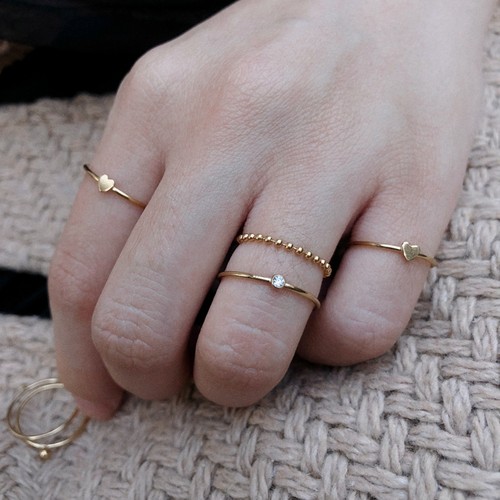 TYUSHA美国14k包金链条小戒指