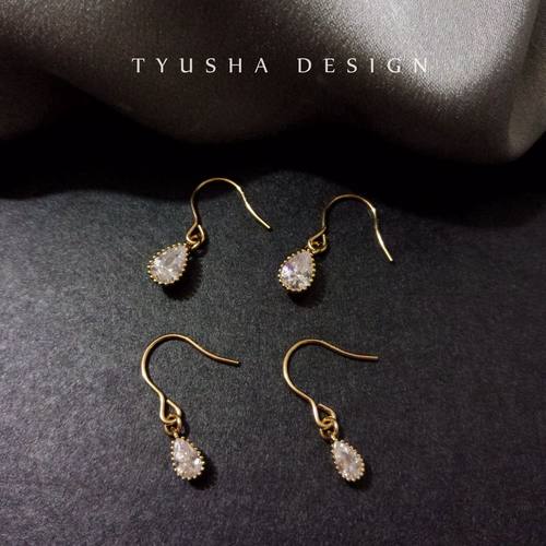 TYUSHA14K包金水滴形锆石耳环