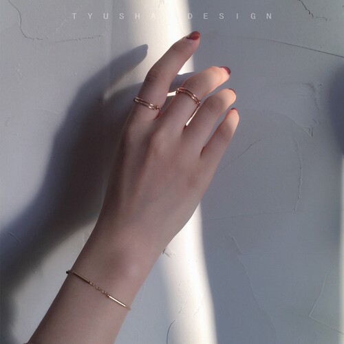 TYUSHA进口14K包金可调节戒指