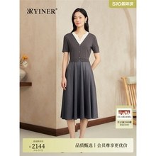 YINER2025夏季新款法式高智感优雅显瘦假两件X型收腰连衣裙