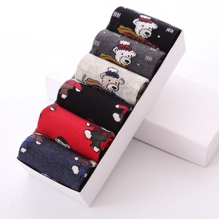 丰华女士纯棉中筒棉袜可爱袜子女秋冬加厚休闲吸汗透气印花甜美