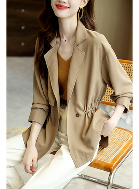 中长外套女收腰显瘦宽松气质2024春季新款通勤上衣L71354