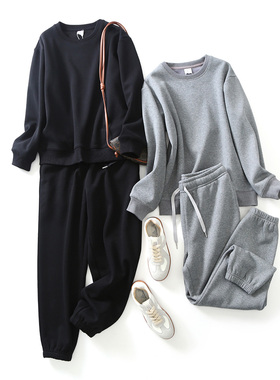 特！线下39&9加绒加厚！舒适免搭配~休闲百搭卫衣女式套装 C15334