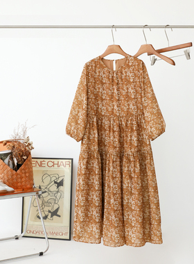 特！门店55&9 森系复古碎花裙 抗皱速干高级感宽松连衣裙女L42675