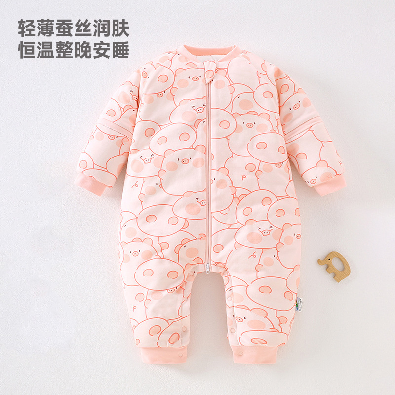 新款儿童秋冬加厚恒温润肤婴儿睡袋 a类蚕丝男女宝宝夹棉分腿