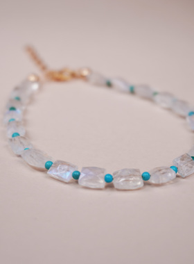 天然蓝月光手链女六月生辰石手串