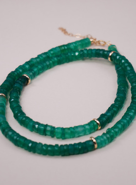 绿玛瑙项链祖母绿轻奢切面锁骨链