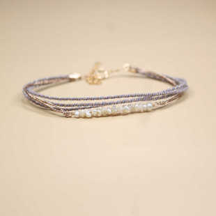 异形珍珠手链极细迷你串珠原创小众手工编绳淡水珍珠多圈叠戴手绳