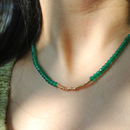 绿玛瑙项链女钻石切面颈饰14k金小众设计感原创天然半宝石锁骨链
