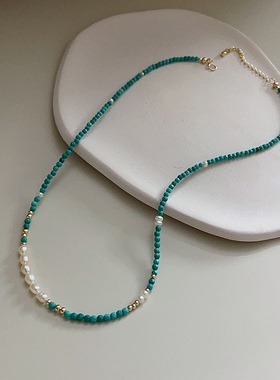 绿松石不规则天然珍珠项链