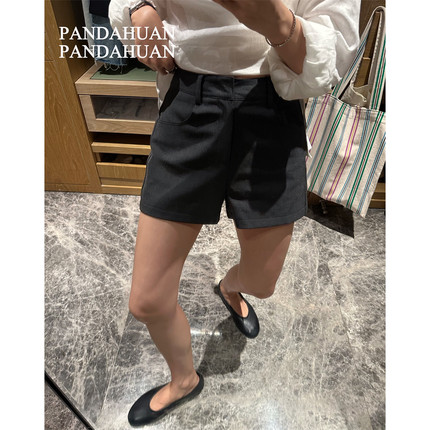 腿长秘诀*百搭+时髦_挺括有型a字高腰休闲西装短裤女chao显瘦