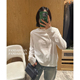 超好穿 宽螺纹圆领_后背中线极简白色Tshirt女轻薄长袖 防晒上衣