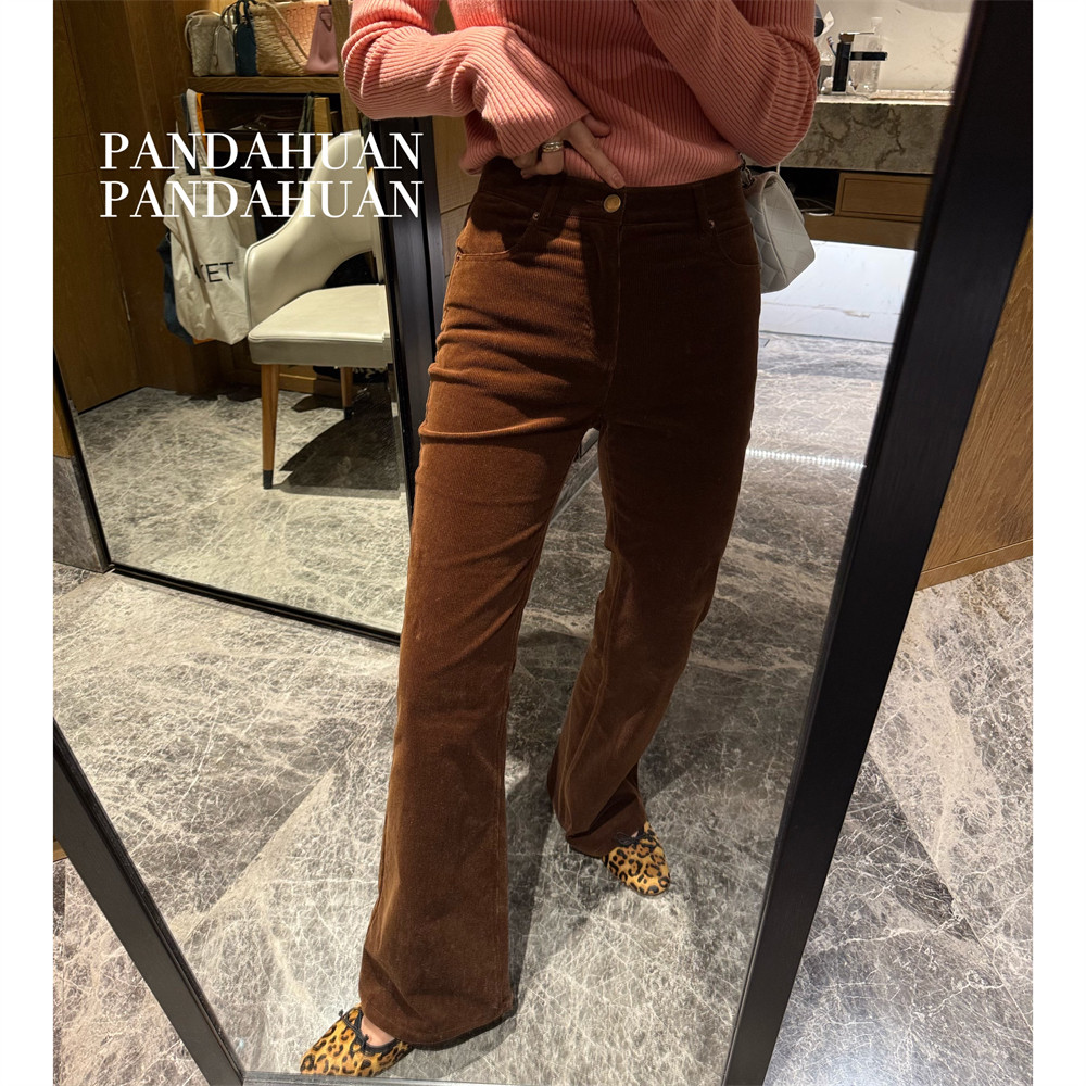 复古显瘦灯芯绒微喇裤女