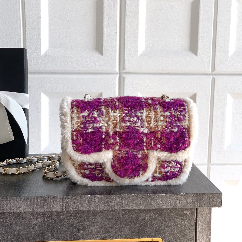 25N滑雪系列新款斜纹软毛呢女包