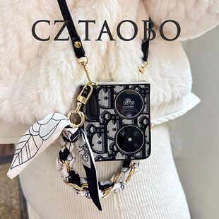 适用华为pocket2手机壳新款purax英文针织手提斜挎保护套p50pockets折叠屏优享版nova Flip艺术定制典藏