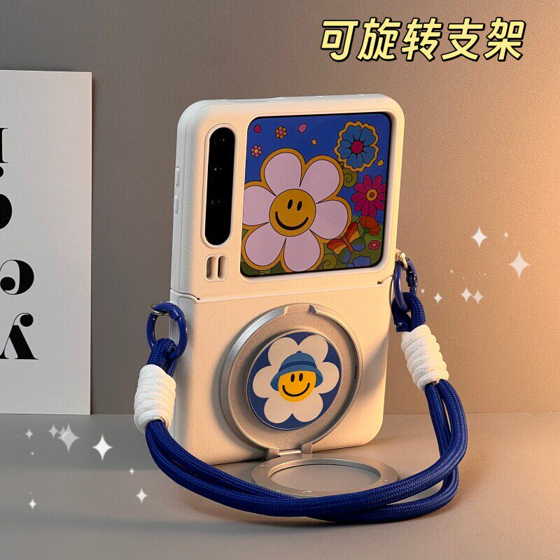 适用华为pura X手机壳新款小折叠屏铰链中轴全包克莱因蓝保护壳purax典藏版带手提斜跨防摔旋转支架创意可爱