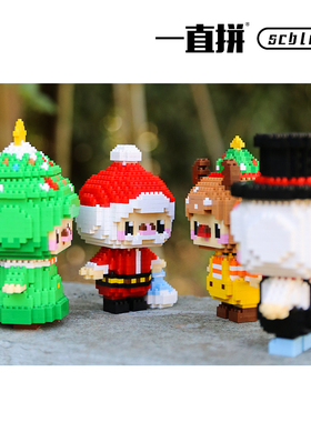 一直拼 圣诞老人 christmas 节日 麋鹿 雪人 积木