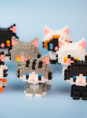 宠物小猫积木可爱玩具礼物摆件伴手礼DIY