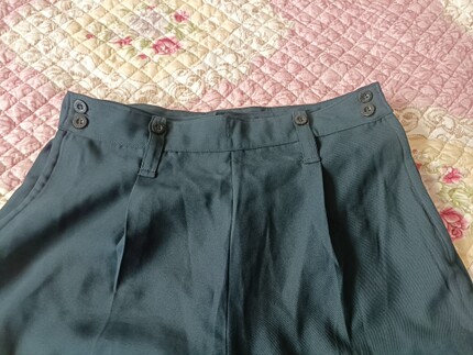 二手藏青色水兵服裤子两侧开门系扣蓝黑色西裤长裤