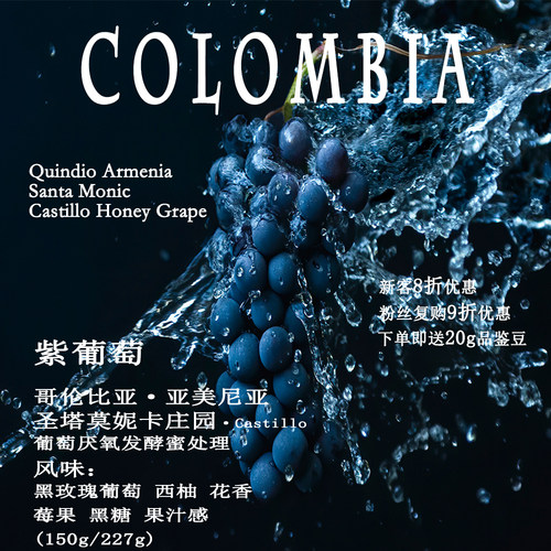 哥伦比亚圣塔莫妮卡紫葡萄咖啡豆