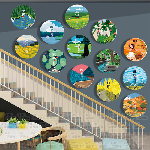 传统中国节气挂画幼儿园24节气环创布置教室楼梯墙面传统文化墙贴