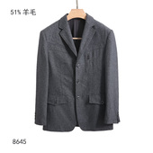 秋季 厚 休闲厚单西服三扣 51%羊毛西服男士 毛料呢子英伦学院西装