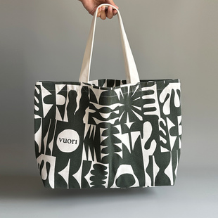 出口老美原单 艺术家联名设计大号环保帆布购物袋 休闲运动单肩包